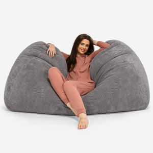Gros Pouf Canapé - Pompon Anthracite