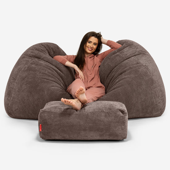 Pouf Fauteuil Design - Côtelé Gris Acier 3967