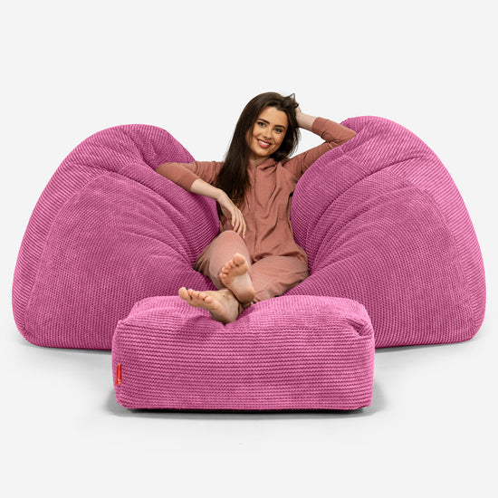 Pouf Fauteuil Design - Côtelé Gris Acier 3784
