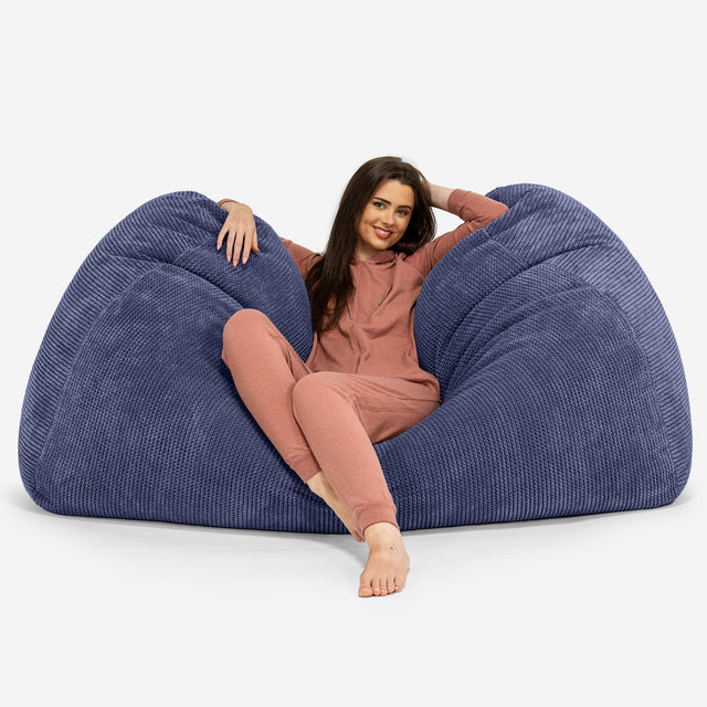 Pouf Fauteuil Design - Côtelé Gris Acier 3790