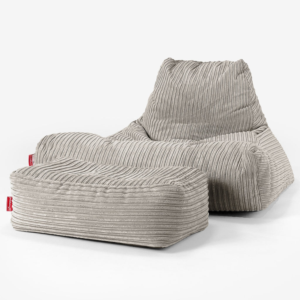 Gros Pouf Fauteuil Relax - Côtelé Vison 02