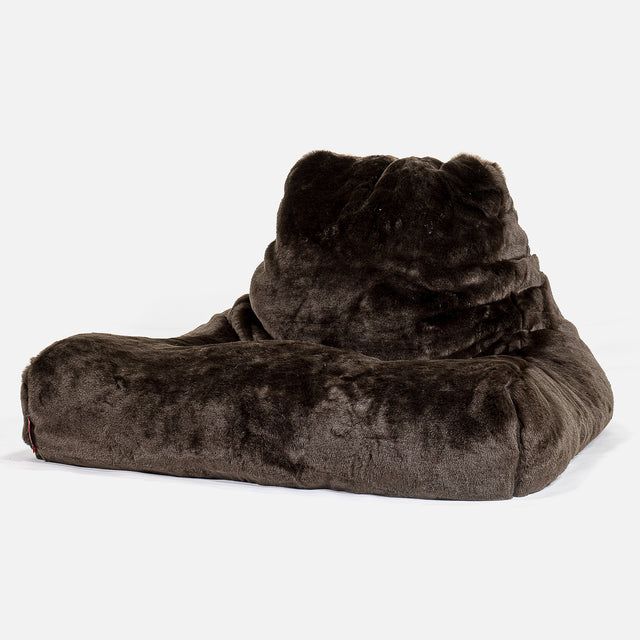 Gros Pouf Fauteuil Relax - Fausse Fourrure Marron 01