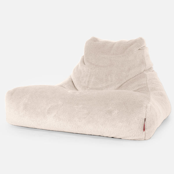 Gros Pouf Fauteuil Relax - Fausse Fourrure Nounours Crème 01