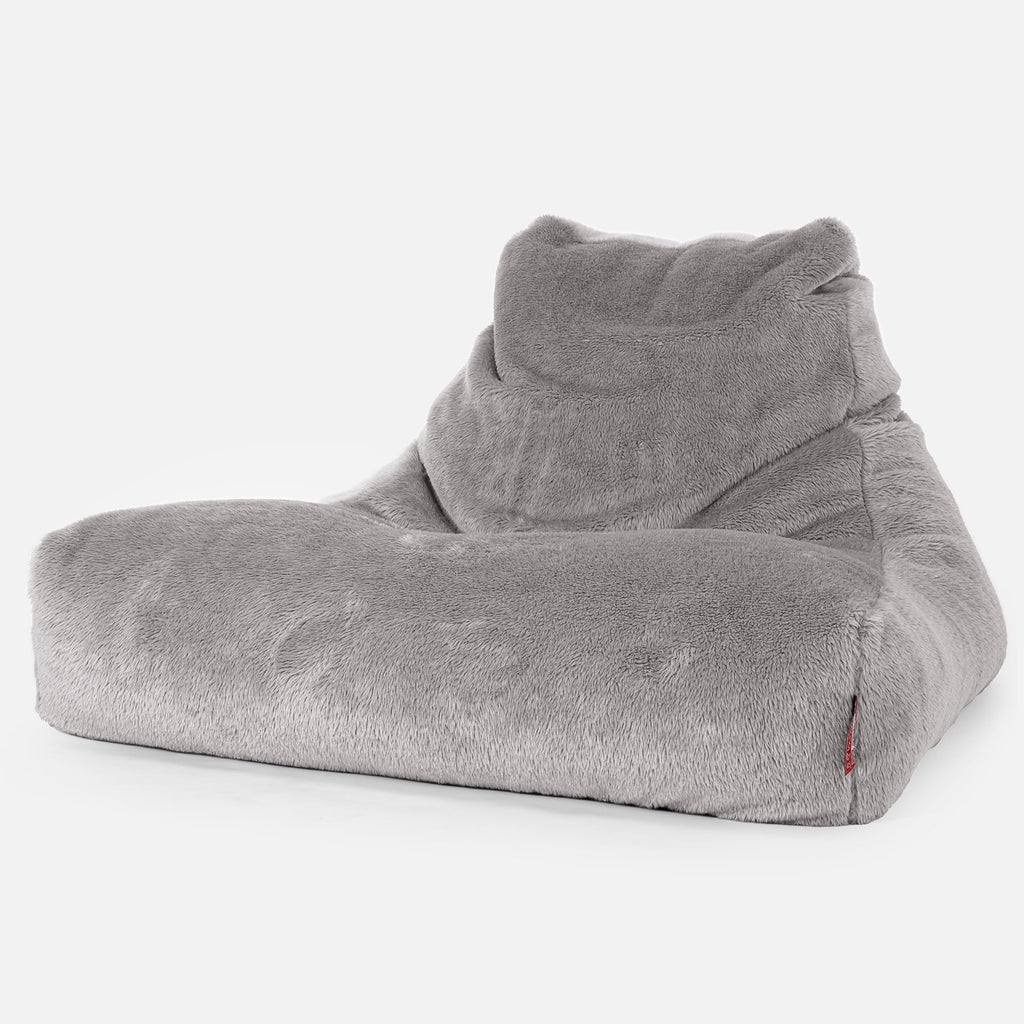 Gros Pouf Fauteuil Relax - Fausse Fourrure Nounours Gris moyen 01