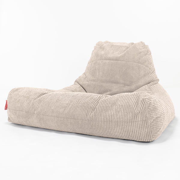 Gros Pouf Fauteuil Relax - Pompon Crème 01