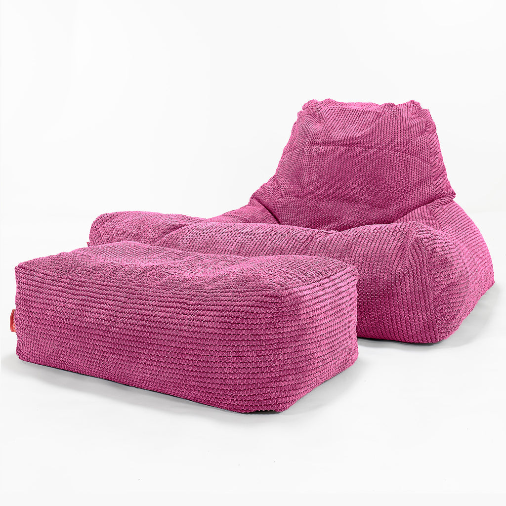 Gros Pouf Fauteuil Relax - Pompon Rose 02