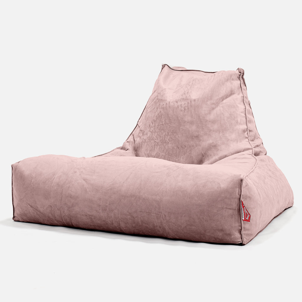 Gros Pouf Fauteuil Relax - Velours Rose 01