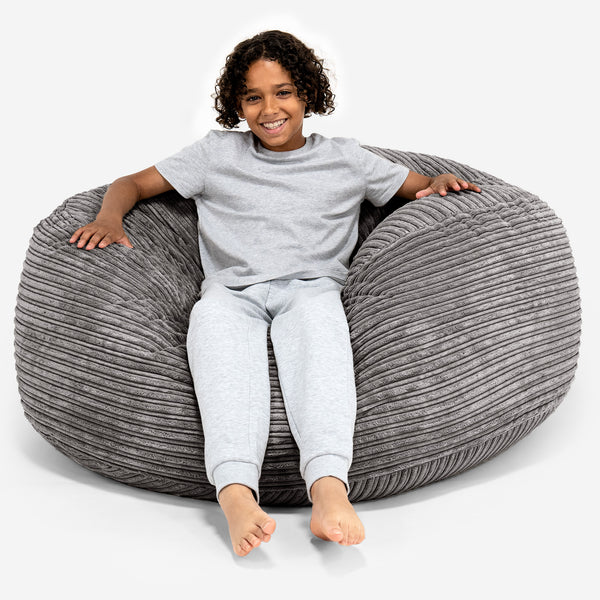 Pouf Ultra Confort pour Enfants 6-14 ans - Côtelé Anthracite 01