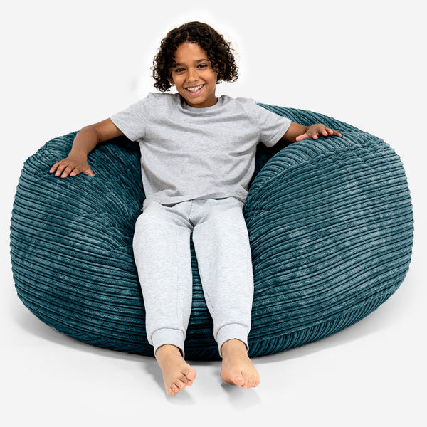 Pouf Ultra Confort pour Enfants 6-14 ans - Côtelé Bleu Canard 01