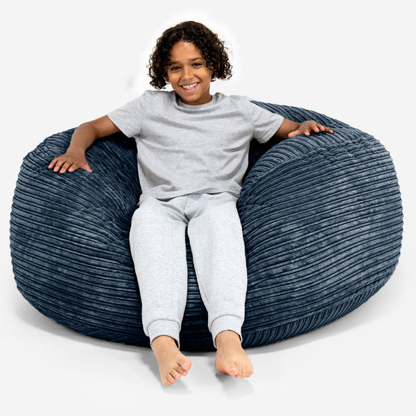 Pouf Ultra Confort pour Enfants 6-14 ans - Côtelé Bleu Marine 01