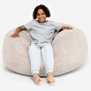 Pouf Ultra Confort pour Enfants 6-14 ans - Côtelé Ivoire