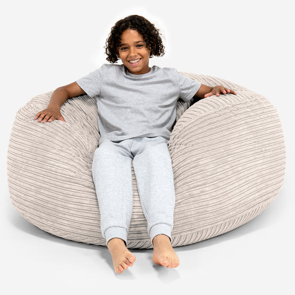 Pouf Ultra Confort pour Enfants 6-14 ans - Côtelé Ivoire 01