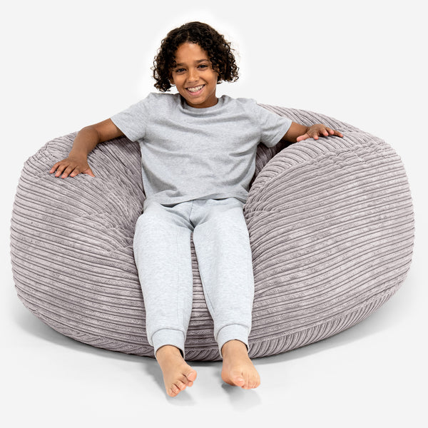 Pouf Ultra Confort pour Enfants 6-14 ans - Côtelé Gris Argent 01