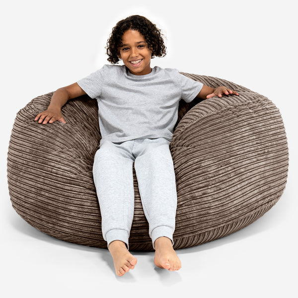 Pouf Ultra Confort pour Enfants 6-14 ans - Côtelé Moka 01