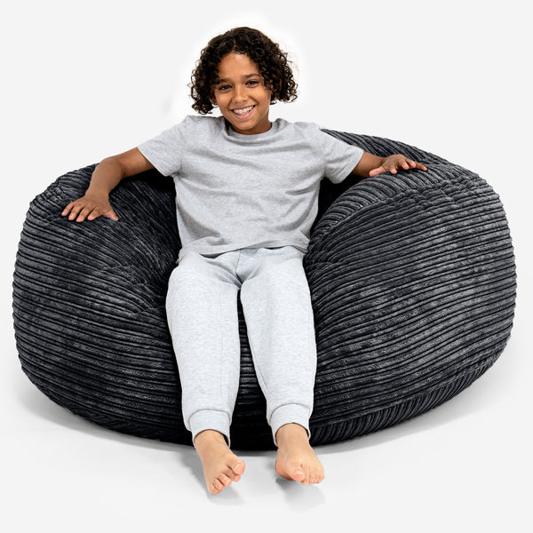 Pouf Ultra Confort pour Enfants 6-14 ans - Côtelé Noir 01