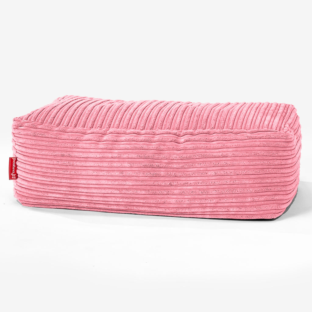 Gros Pouf Repose Pied - Côtelé Corail 01