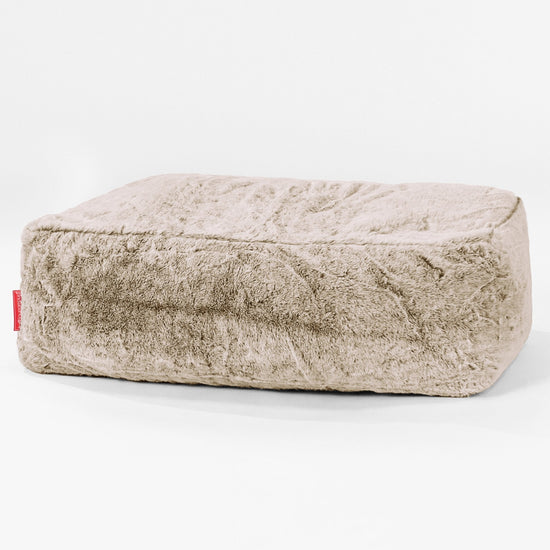 Gros Pouf Repose Pied - Fausse Fourrure Lapin Brun Doré 01