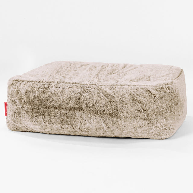 Gros Pouf Repose Pied - Fausse Fourrure Lapin Brun Doré 01