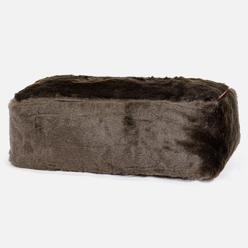 Gros Pouf Repose Pied - Fausse Fourrure Marron 01