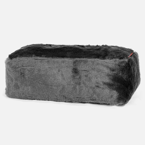 Gros Pouf Repose Pied - Fausse Fourrure Noir 01