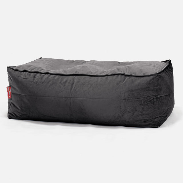 Gros Pouf Repose Pied - Velours Anthracite 01