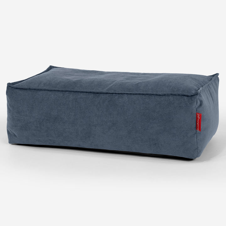 Gros Pouf Repose Pied - Velours Côtelé Fin Bleu Marine 01