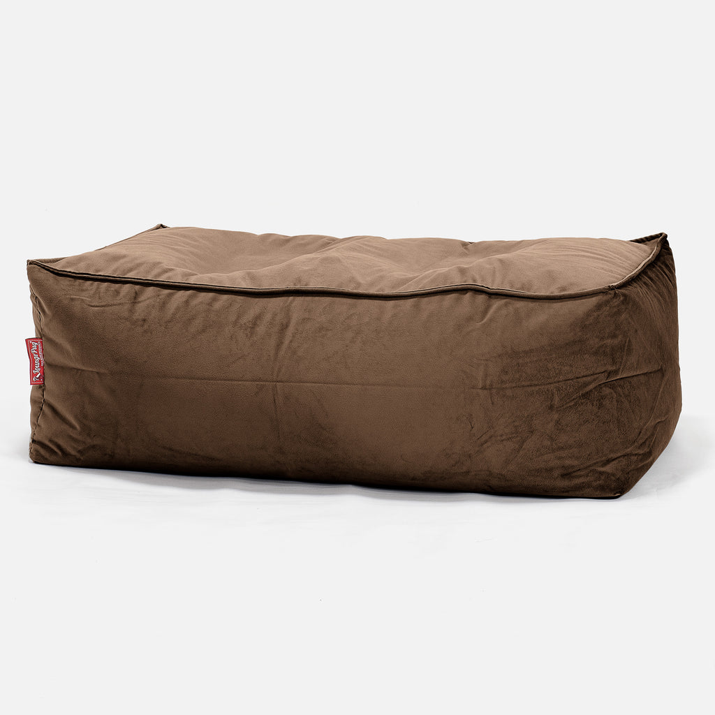 Gros Pouf Repose Pied - Velours Espresso 01