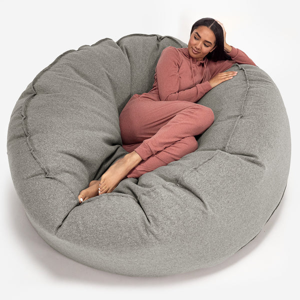 Canapé Pouf Géant Grande Mammouth - Interalli Laine Argent 01