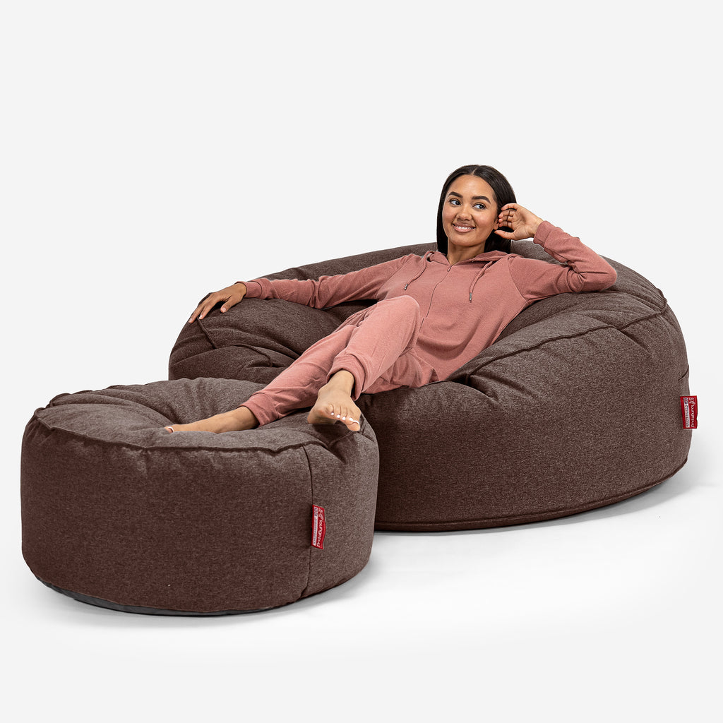 Canapé Pouf Géant Grande Mammouth - Interalli Laine Marron 02