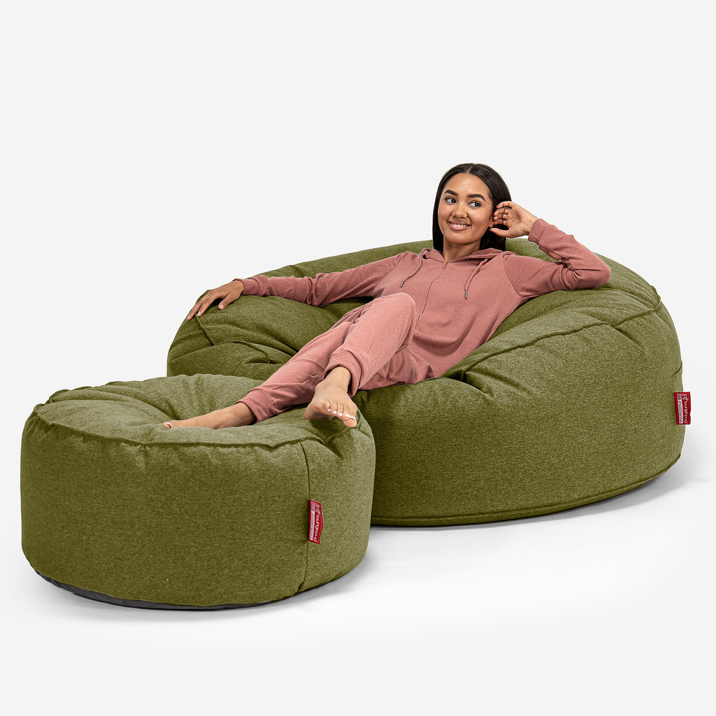 Canapé Pouf Géant Grande Mammouth - Interalli Laine Vert Acide 02