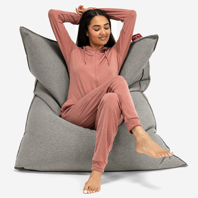 Pouf Fauteuil Design - Côtelé Gris Acier 3034