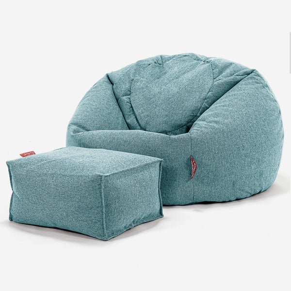 Pouf Poire Classique - Interalli Laine Aqua 01