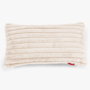 Housse de Coussin Rectangulaire Géant 40 x 70cm - Velours Côtelé Ultra Pelucheux Crème