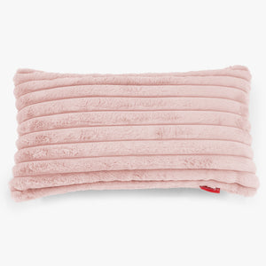 Housse de Coussin Rectangulaire Géant 40 x 70cm - Velours Côtelé Ultra Pelucheux Rose Pastel