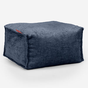 Petit Repose Pied - Chenille Bleu Marine
