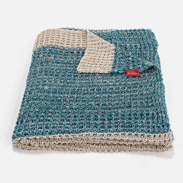 Couverture / Plaid - 100% Coton Chester Bleu 01