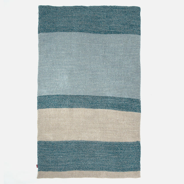 Couverture / Plaid - 100% Coton Chester Bleu 03