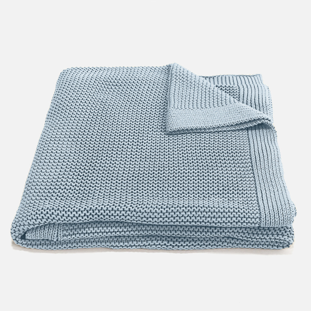 Couverture / Plaid - 100% Coton Ellos Bleu Brumeux 01