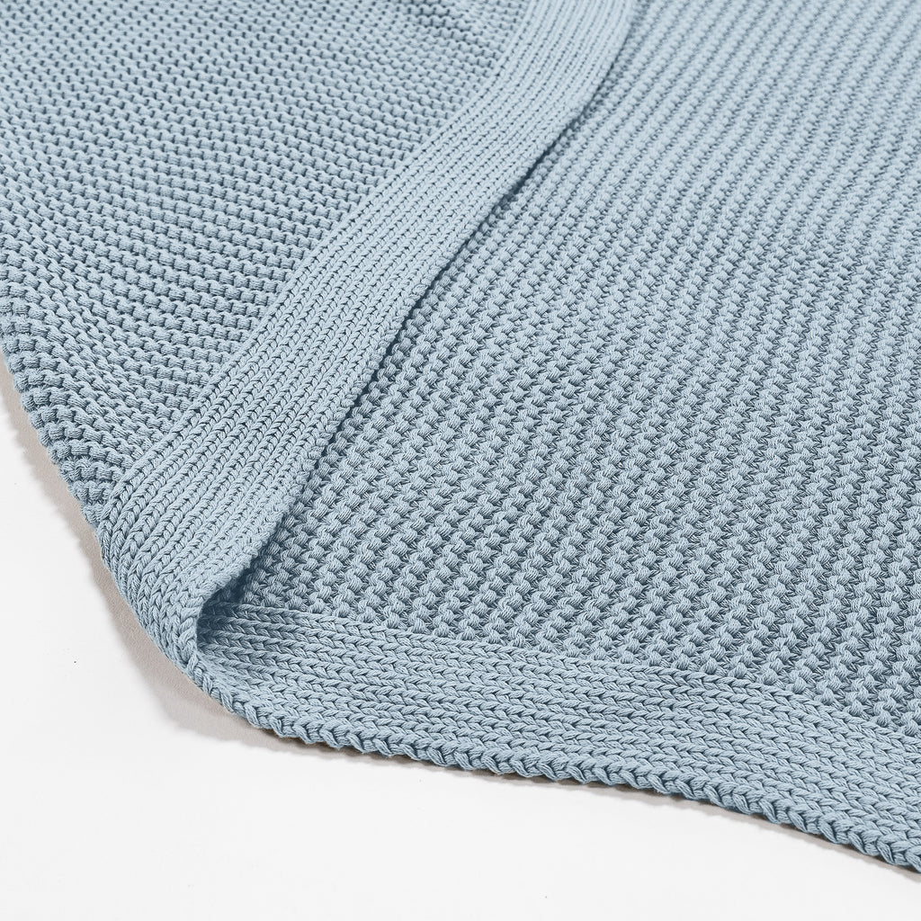 Couverture / Plaid - 100% Coton Ellos Bleu Brumeux 02