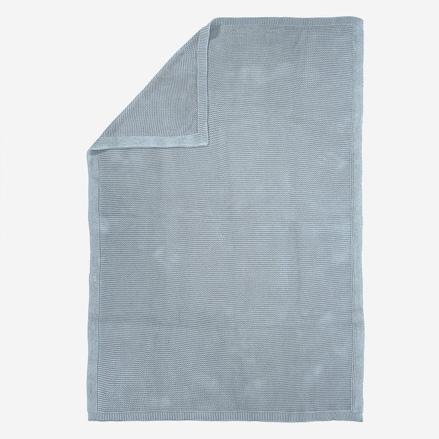 Couverture / Plaid - 100% Coton Ellos Bleu Brumeux 03
