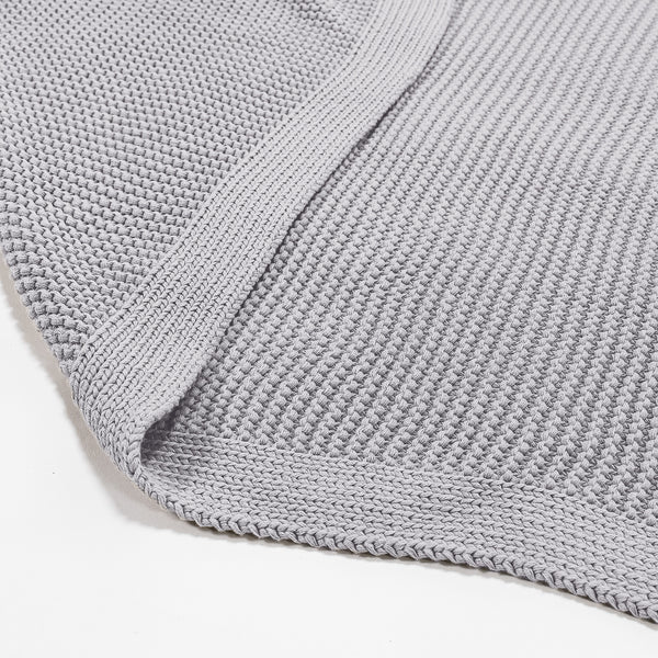 Couverture / Plaid - Ellos Tricot épais Gris clair Fabric Close-up Image