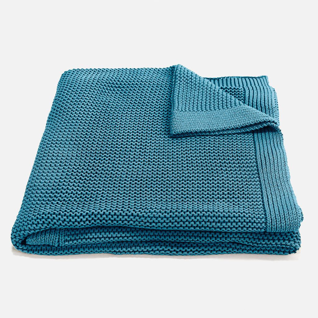Couverture / Plaid - 100% Coton Ellos Mer égée 01