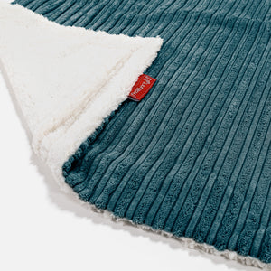 Plaid / Couverture Sherpa - Côtelé Bleu Canard