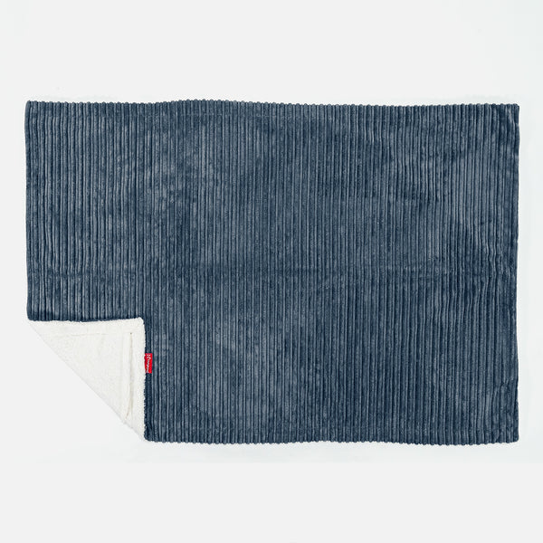 Plaid / Couverture Sherpa - Côtelé Bleu Marine 02