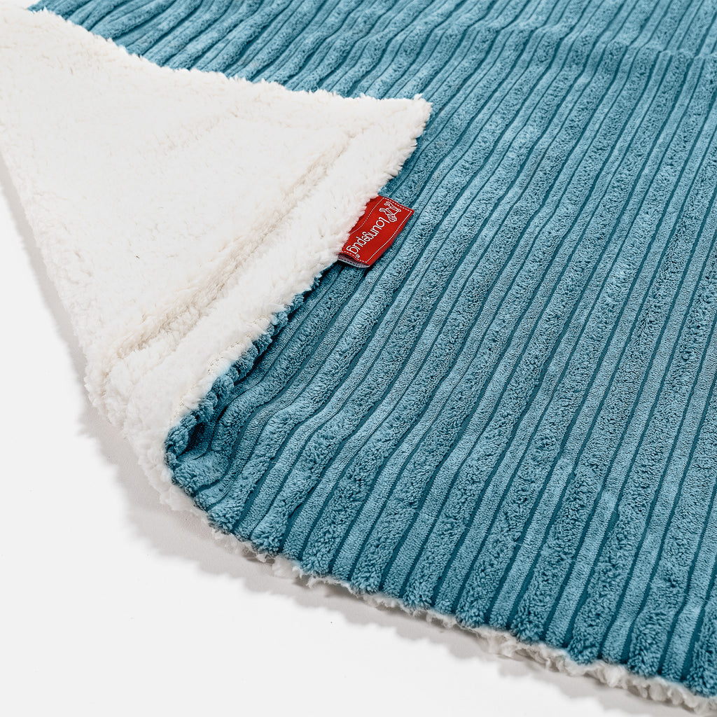 Plaid / Couverture Sherpa - Côtelé Mer égée 02