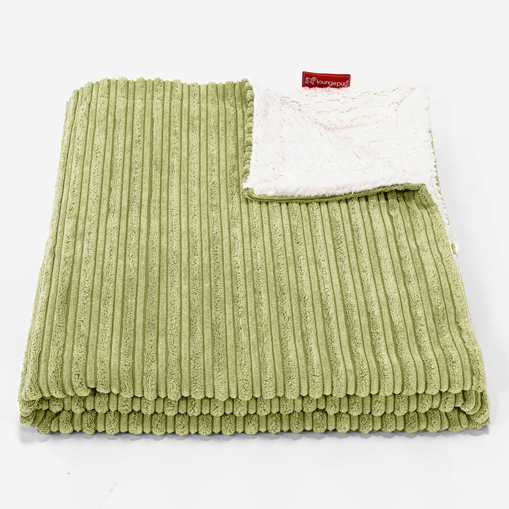 Plaid / Couverture Sherpa - Côtelé Vert Acide 01