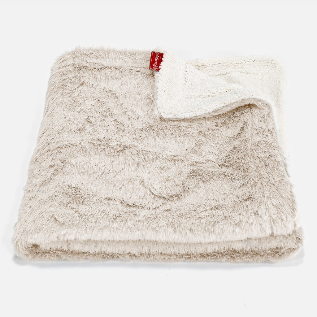 Plaid / Couverture Sherpa - Fausse Fourrure Lapin Blanc 01