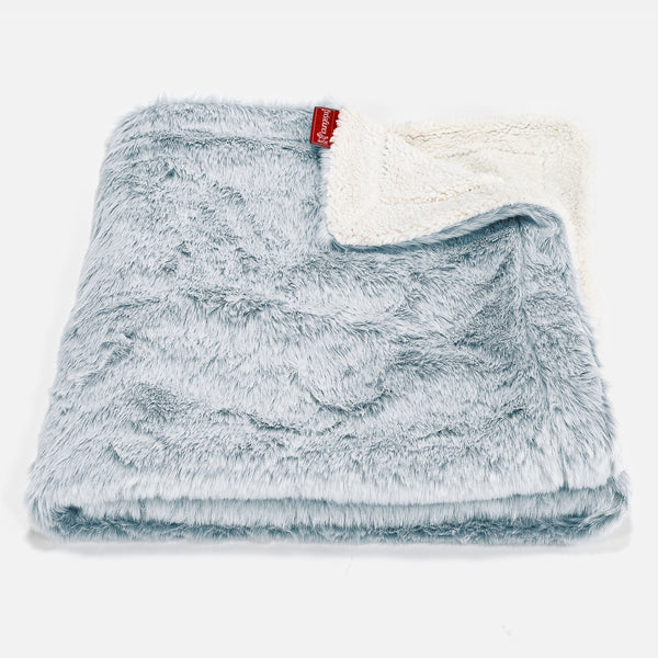 Plaid / Couverture Sherpa - Fausse Fourrure Lapin Bleu Pastel 01