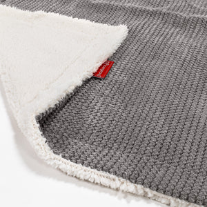 Plaid / Couverture Sherpa - Pompon Anthracite