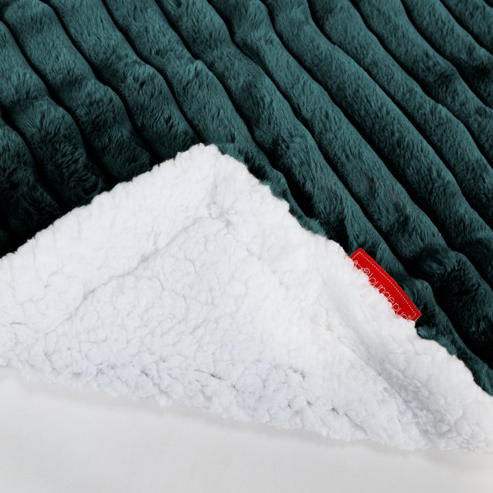 Plaid / Couverture Sherpa - Velours Côtelé Ultra Pelucheux Bleu Canard 02